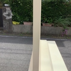 中古　木製枠　ミラー　白　84の画像