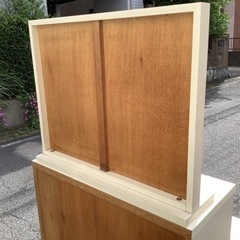 中古　木製枠　ミラー　白　84の画像