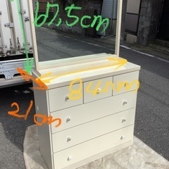 中古　木製枠　ミラー　白　84の画像