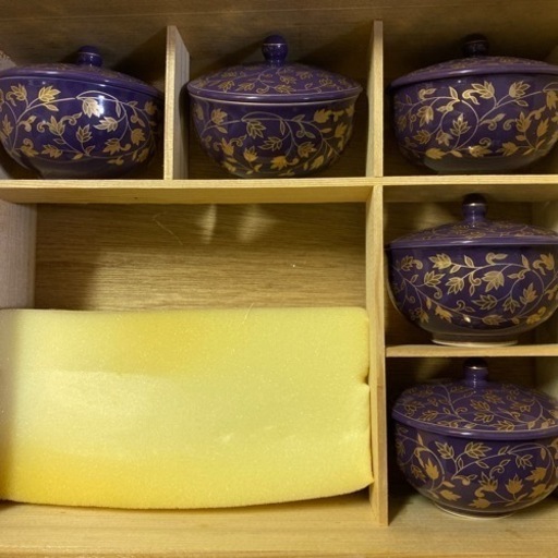 ホワイトブラウン たち吉 橘吉 お茶呑茶碗 5客 蓋付き