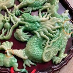 龍の壁・玄関飾り/翡翠・唐木：中国インテリア　正月・祝い　中国製　シノワズリの画像