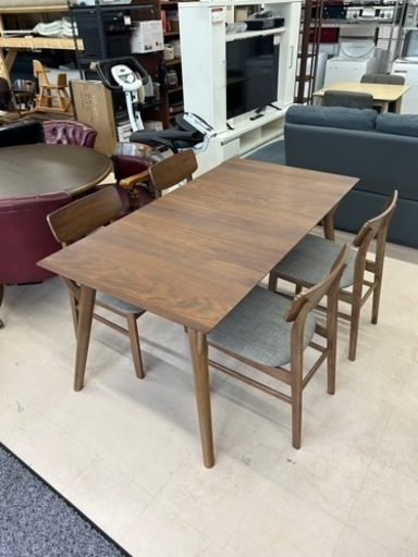 美原店　極美品　ニトリ フィルン　ダイニングテーブルセット5点セット(DTフィルン　伸長150ー180) ウォールナット