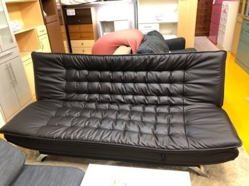 【リサイクルサービス八光】幅195㎝　ニトリ　合皮ソファベッド(Nシールド ロック BR)