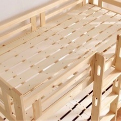 木製 二段ベッド 耐荷重500kg ロータイプ 144cm パイン材 ２段ベッド シングル＆キング対応 天然木 の画像