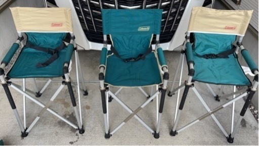 コールマンのキッズスリムキャプテンチェアのグリーン／ベージュ