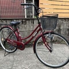 【メンテナンス済み】格安！ママチャリ　２６インチ　レッド　ライト...