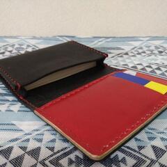 名刺入れ　ハンドメイド　カードケース　サドルレザー　手縫い　芯染め　バイカラーの画像