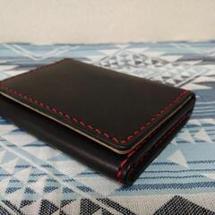 名刺入れ　ハンドメイド　カードケース　サドルレザー　手縫い　芯染め　バイカラーの画像