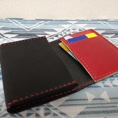 名刺入れ　ハンドメイド　カードケース　サドルレザー　手縫い　芯染め　バイカラーの画像