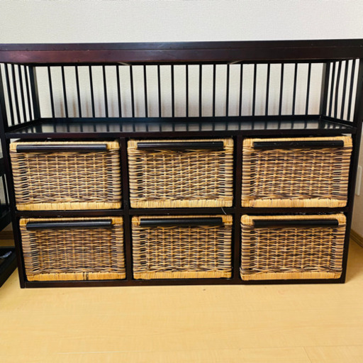 取引中【希少!!オシャレ】アジアン　家具　チェスト　ラタン　収納棚　引出し　アンティーク