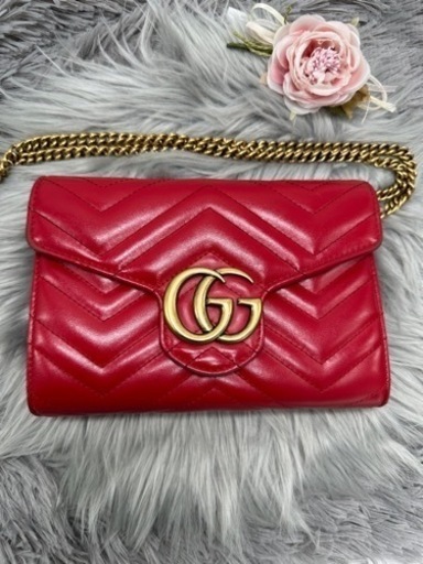 GUCCI グッチ　マーモント キルティング ショルダーウォレット　チェーン