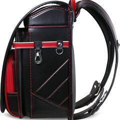 【新品】ランドセル 男の子 ベーシックモデル ブラック/レッド 高級合皮 大容量 撥水加工  6年保証 全国送料無料 スクールバック 小学生通学カバンブの画像