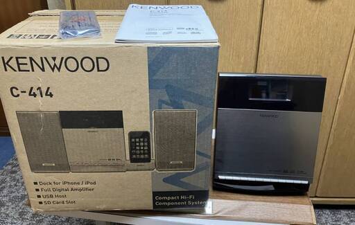 KENWOOD C-414-S iPhone/iPod/CD/USB/SD コンパクトHi-Fiシステム シルバー 中古品