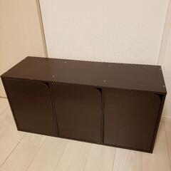 カラーボックス扉付き 3段 ミドルブラウンの画像