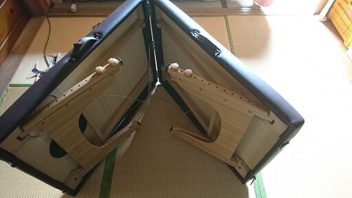 軽量 折りたたみ マッサージベッド (木製)(有孔) チョコレート 長さ185×幅70×高さ51～83cm