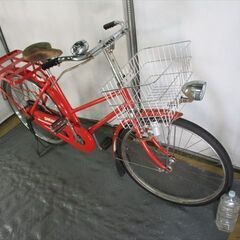 C806★昭和レトロ★ 中古自転車　郵便？　ロッド式実用車 【26インチ　耳付きタイヤ】の画像