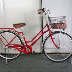 C810☆限定特価☆ 中古自転車 ママチャリ レッド【26インチ 軽快車 3段 LED