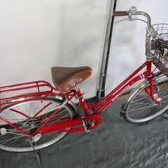 C810☆限定特価☆ 中古自転車 ママチャリ レッド【26インチ 軽快車 3段 LED