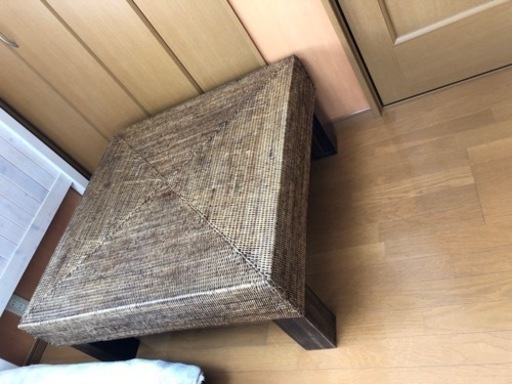 おしゃれアジアン（藤）ガラスセンターテーブル