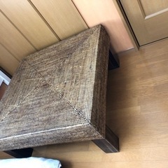おしゃれアジアン（藤）ガラスセンターテーブル