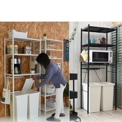 山善　電子レンジ台　ゴミ箱棚の画像