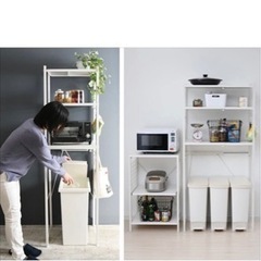 山善　電子レンジ台　ゴミ箱棚の画像