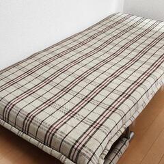 シングル　ソファーベッド　チェック柄の画像