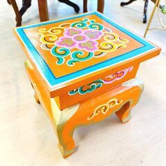 レトロポップ 花台 昭和 台座 花器 木製