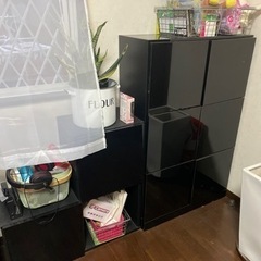 値下げ　オシャレ　家具　ピアノブラック　キャビネット　の画像