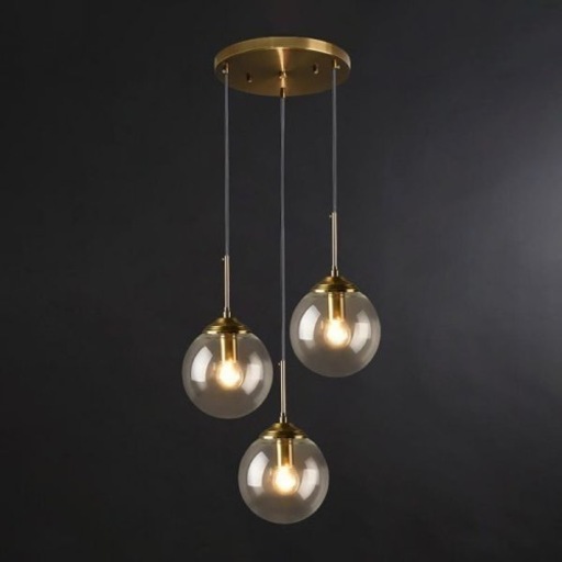 アンティーク　吊下げランプ　ガラスボール3個