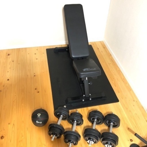 インクラインベンチ、ラバーダンベル2セット　おまけメディシンボール5kg付き