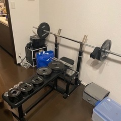 【6/8.9に取りに来れる方！】☆ホームビルダーセット☆ バーベルセット75kg │ ベンチプレスマシンセット/トレーニングベンチ/バーベル/ダンベル