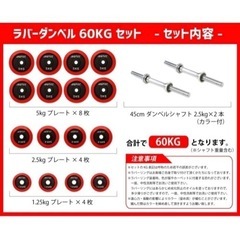 ダンベル IROTEC(アイロテック)ラバー ダンベル60kgセット 30kg×2個 /筋トレ 鉄アレイ トレーニング器具 ベンチプレス アジャスタブルの画像