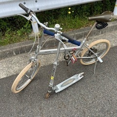 折りたたみ自転車　キックボード　2点セット　ジャンク品の画像