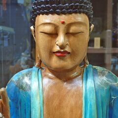 【仏像】木彫り彩色／如来立像の画像