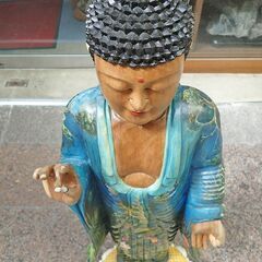 【仏像】木彫り彩色／如来立像の画像