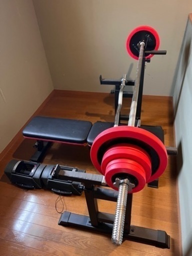 ホームジムセット（可変式ダンベル26kg×2個、バーベル、バーベルラック、EZバー、トレーニングベンチ）