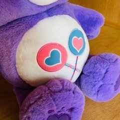ケアベアぬいぐるみ（ほぼ新品・濃いむらさき・大きめ）の画像