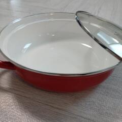 29cm　ホーロー鍋　赤　取引中の画像