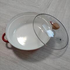 29cm　ホーロー鍋　赤　取引中の画像