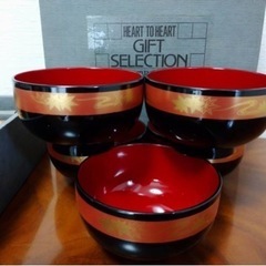 【新品未使用】宝木宝寿汁椀 会津ぬ里 天然木加工品 お椀 5個