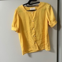1回試着 スクエアシャツ イエロー半袖シャツの画像