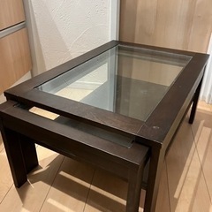 ガラスローテーブル（KEYUCA）延長式