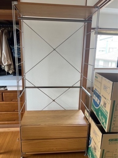 無印 ステンレスユニットシェルフ オーク材