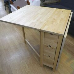 イケア ノールデン ゲートレッグテーブル 幅148㎝ 引出し付き アンティークステイン バタフライテーブル IKEA NORDEN　西岡店の画像
