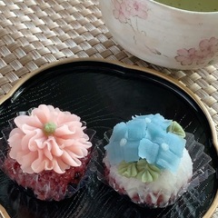 白あんで作る季節のお花「紫陽花ひとくち華おはぎ」レッスンの画像