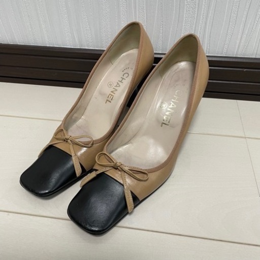 CHANEL シャネル バイカラー パンプス ヒール 23.5cm