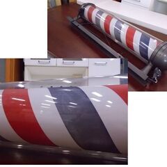 大阪サイン② サインポール ブラケット 高さ87cm 看板 床屋 美容院 理容室 壁掛け くるくる看板 動作品 札幌市東区 新道東店の画像
