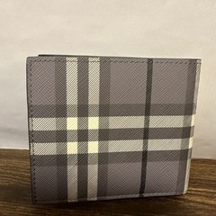 【美品】バーバリー　二つ折り財布　チェック　グレー　メンズの画像