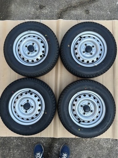 新品セット 2014年ダイハツ純正 夏タイヤホイールセット 145R12 6PR LT スチール12×4.00B・4H・PCD100+2014年製造YOKOHAMA SUPER VAN 355